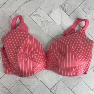 NWOT Cacique Lane Bryant Womens Bra Pink Striped LL Balconette UNDERWIRE 48DDD